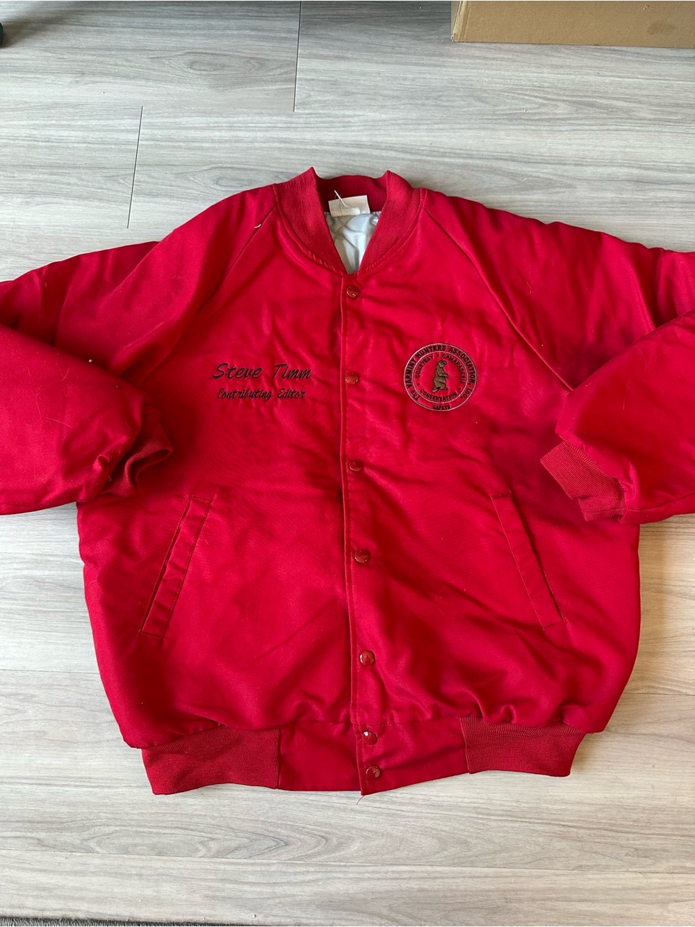Vintage Hartwell The Varmint Hunters Association Red Bomber Jacket Men’s XL